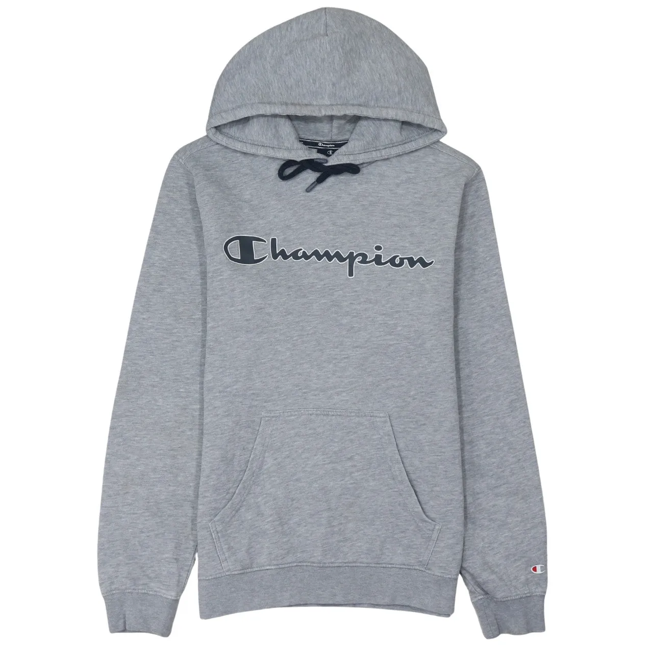 Champion Grey Hoodie Men's Small Printed Logo Drawstring Pullover Fleece Sweatshirt sold by Vintage Club