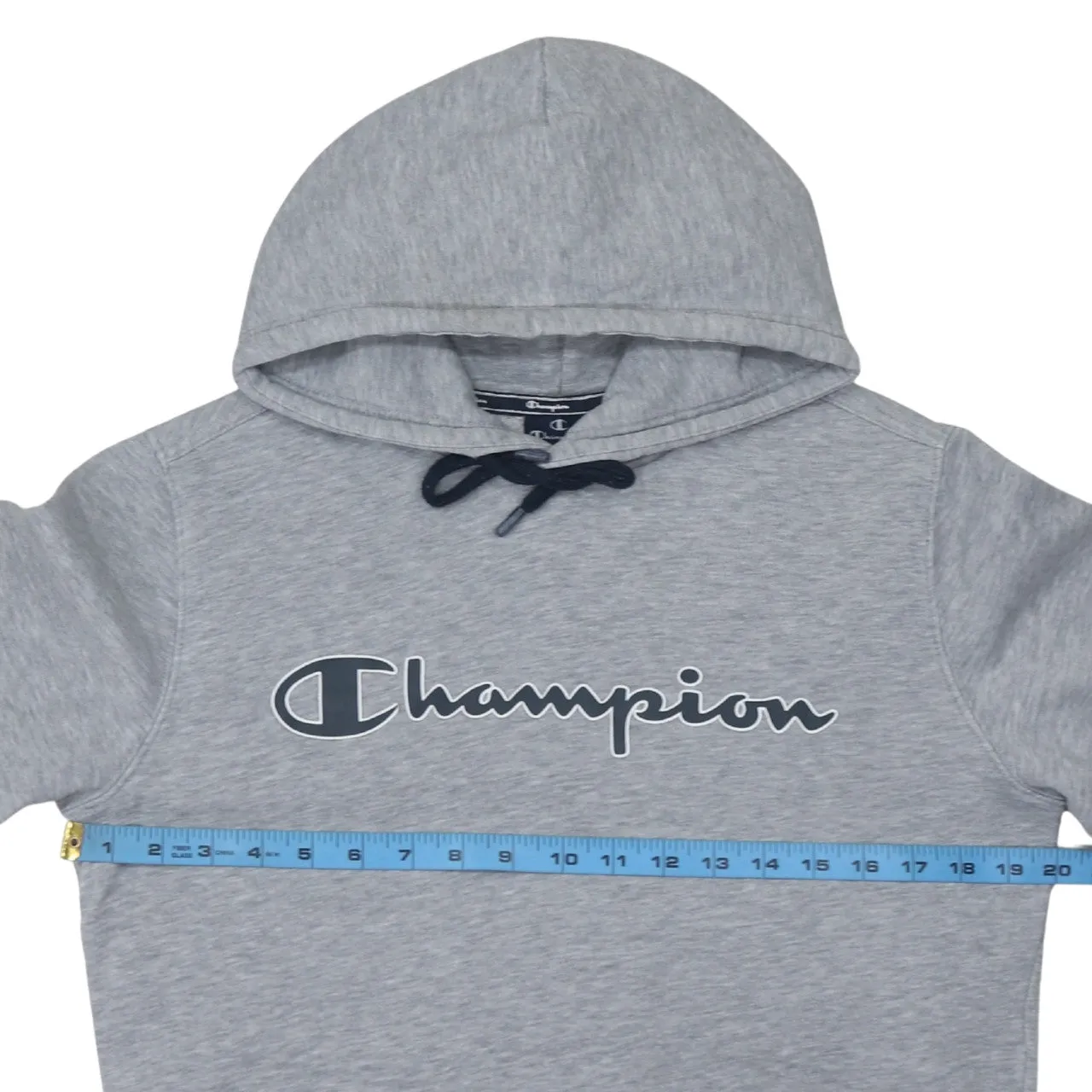 Champion Grey Hoodie Men's Small Printed Logo Drawstring Pullover Fleece Sweatshirt sold by Vintage Club product image thumbnail 5