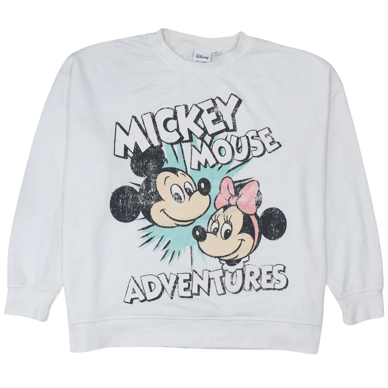 Disney White Mickey Mouse Adventures Sweatshirt Women’s 2XL Printed Graphic Pullover Top sold by Vintage Club
