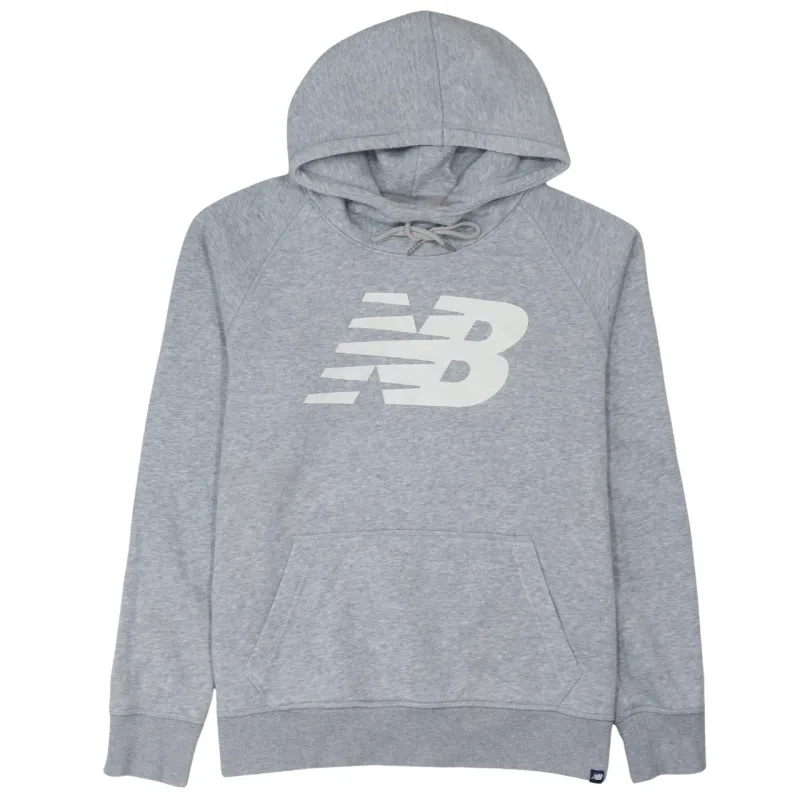 New Balance Light Grey Hoodie Women’s Large Printed NB Logo Front Pocket Pullover Sweatshirt sold by Vintage Club
