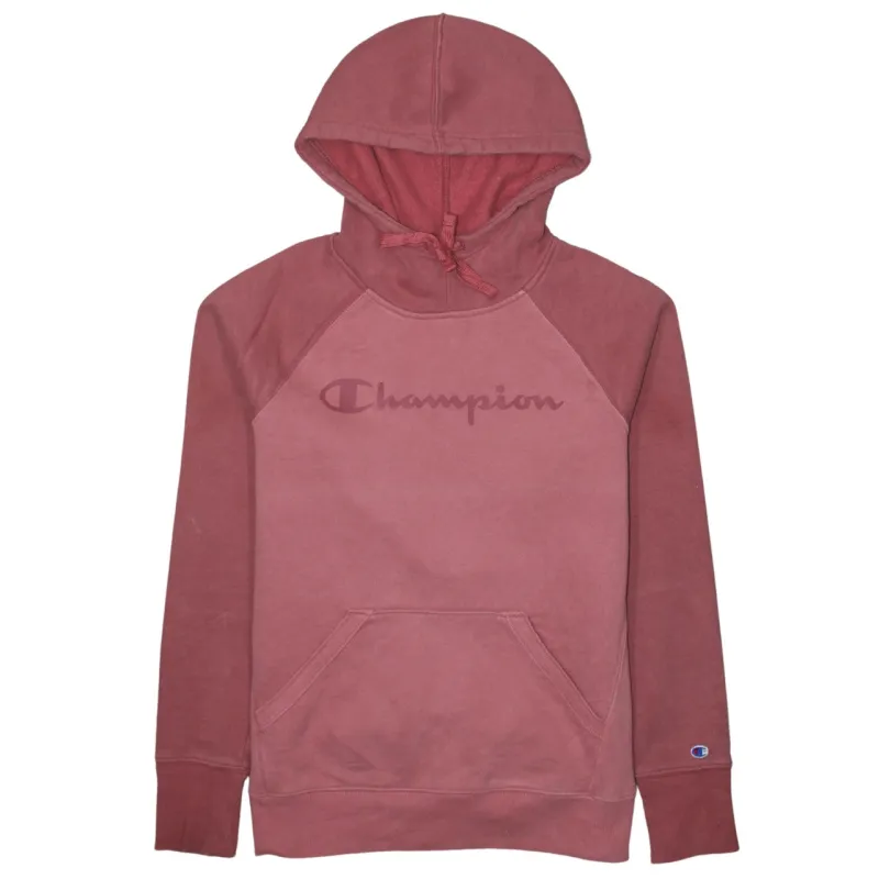 Champion Faded Pink Hoodie Men's Small Printed Logo Front Pocket Pullover Sweatshirt made by Champion