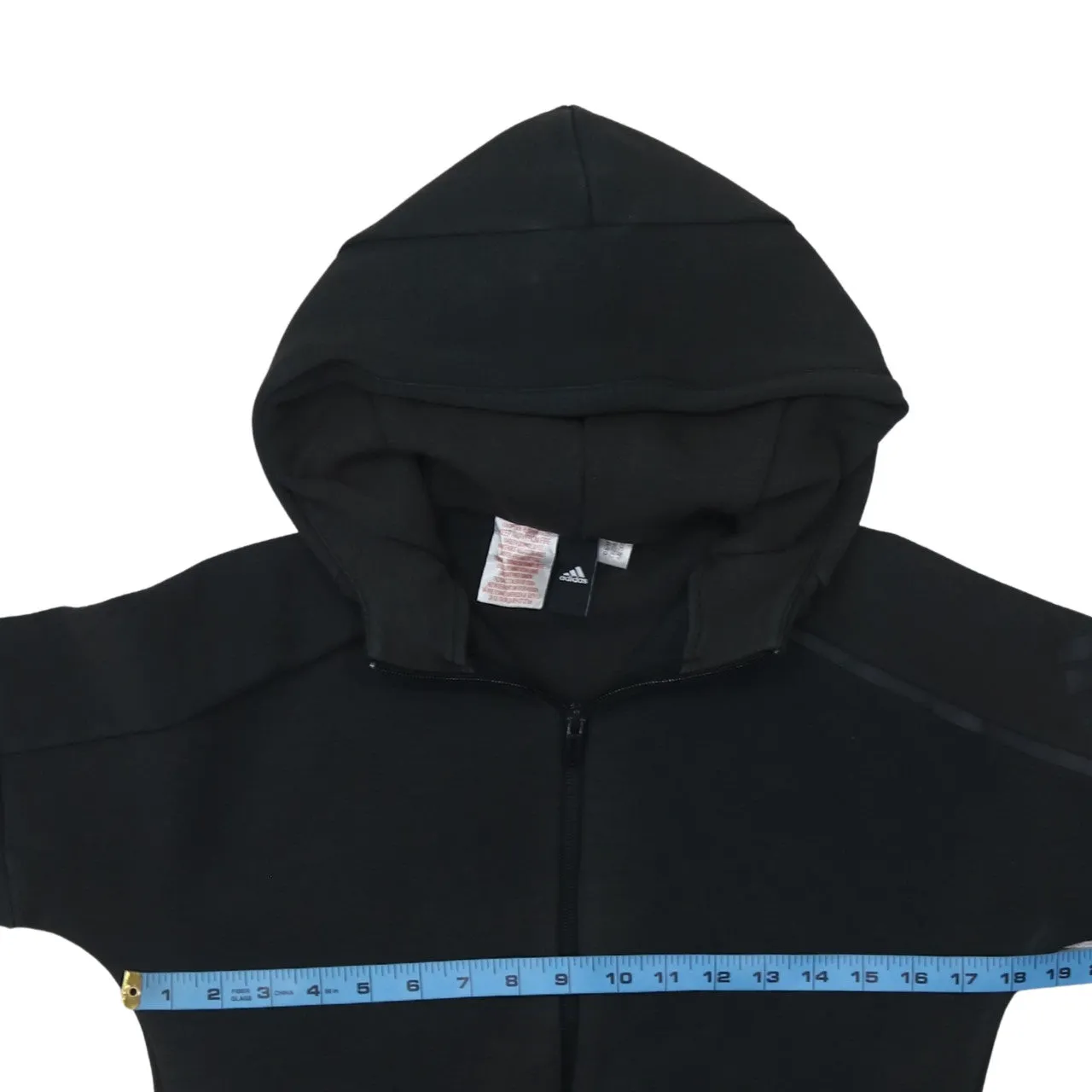 Adidas Black Full Zip Hoodie Men's XSmall Embossed Shoulder Logo Panelled Pockets Sweatshirt sold by Vintage Club product image thumbnail 5