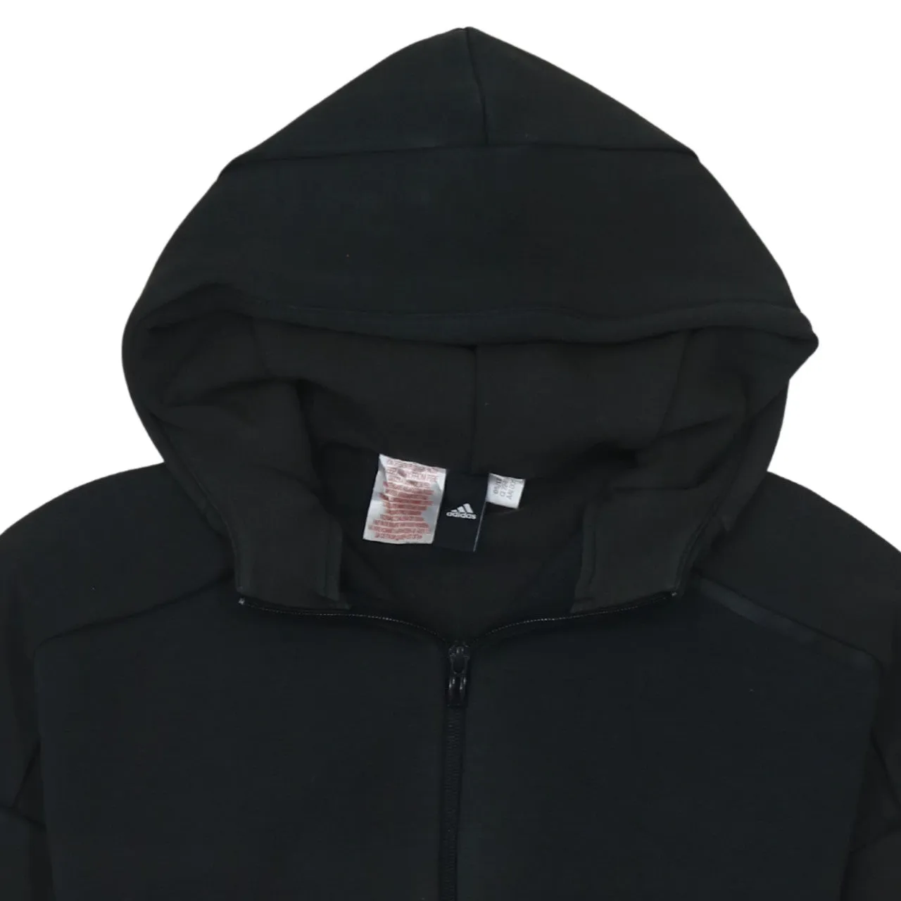 Adidas Black Full Zip Hoodie Men's XSmall Embossed Shoulder Logo Panelled Pockets Sweatshirt sold by Vintage Club product image thumbnail 3