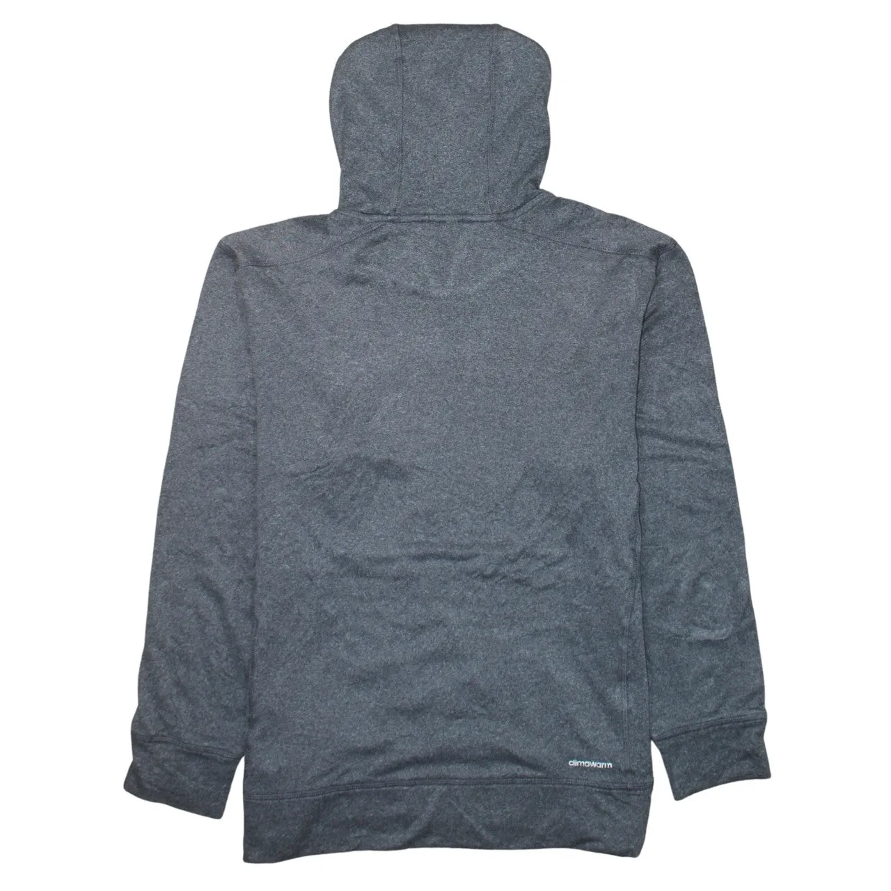Adidas Dark Grey Hoodie Women’s Large Blue Embroidered Logo Climawarm Pullover Sweatshirt sold by Vintage Club product image thumbnail 2