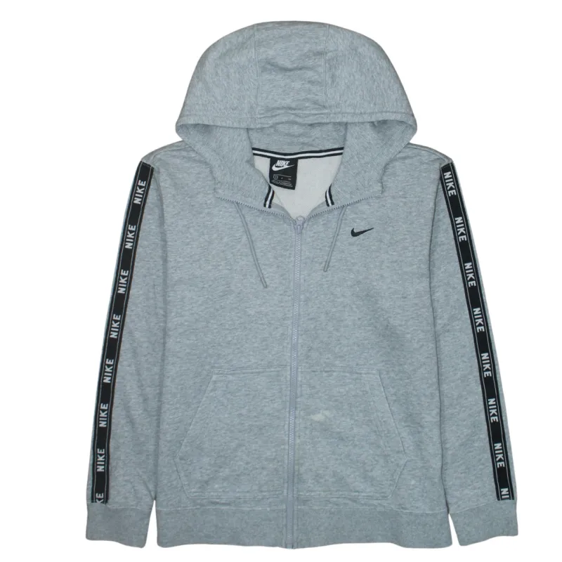 Nike Grey Full Zip Hoodie Men's Small Tape Logo Sleeves Embroidered Swoosh Sweatshirt made by Nike