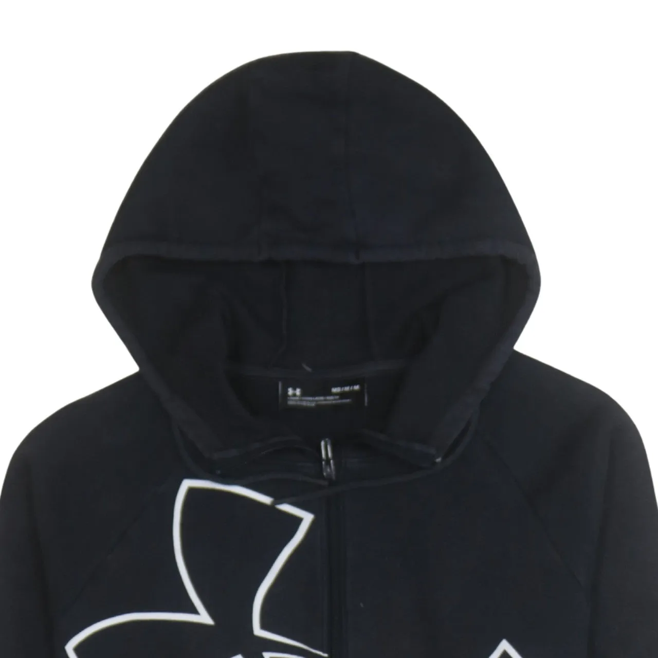 Under Armour Black Zip Hoodie Women’s Medium Printed Logo Raglan Sleeves Fleece Sweatshirt sold by Vintage Club product image thumbnail 3