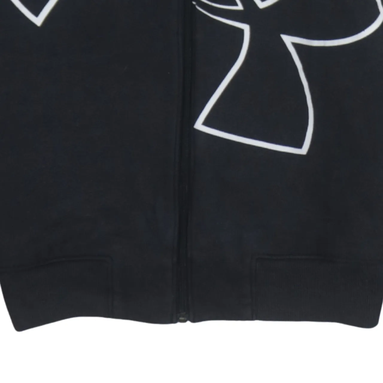 Under Armour Black Zip Hoodie Women’s Medium Printed Logo Raglan Sleeves Fleece Sweatshirt sold by Vintage Club product image thumbnail 4