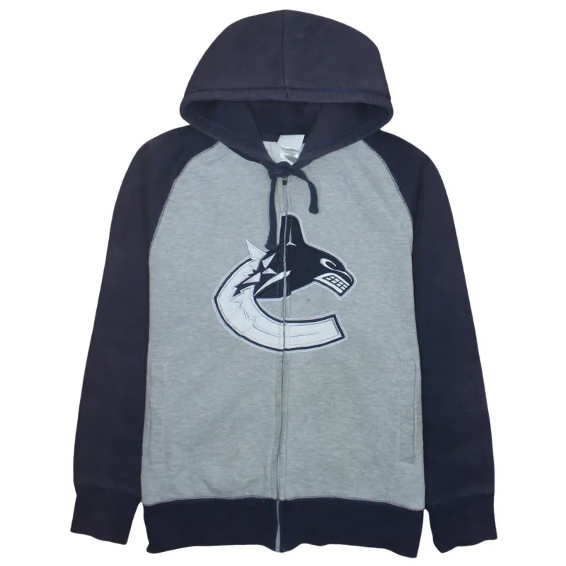 NFL Grey Navy Full Zip Hoodie Men's Large Printed Canucks Logo Fleece Sweatshirt sold by Vintage Club