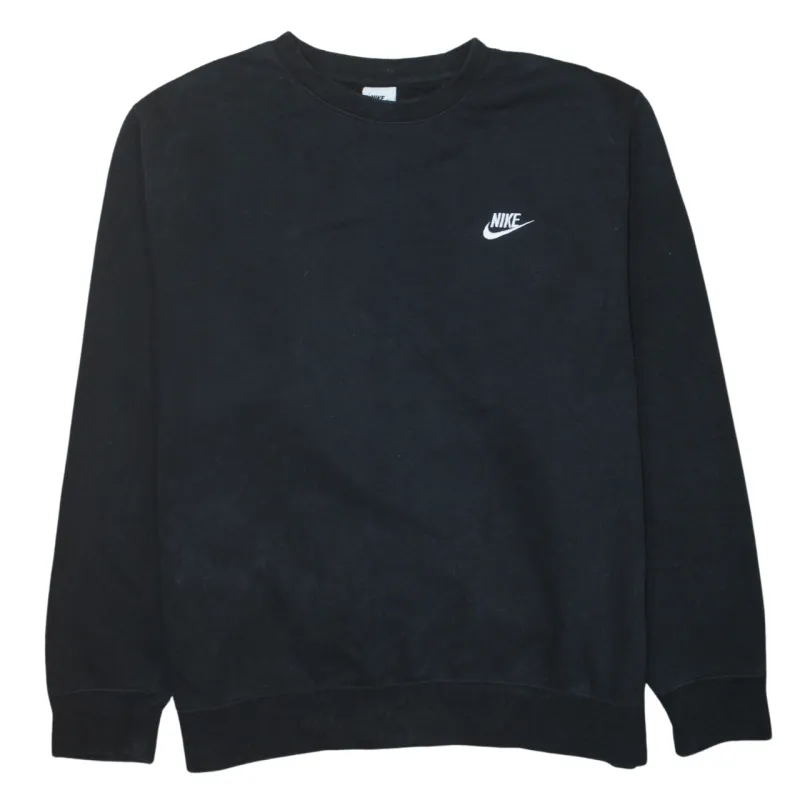 Nike Black Sweatshirt Men's XLarge Embroidered Swoosh Logo Crewneck Pullover Fleece Top sold by Vintage Club