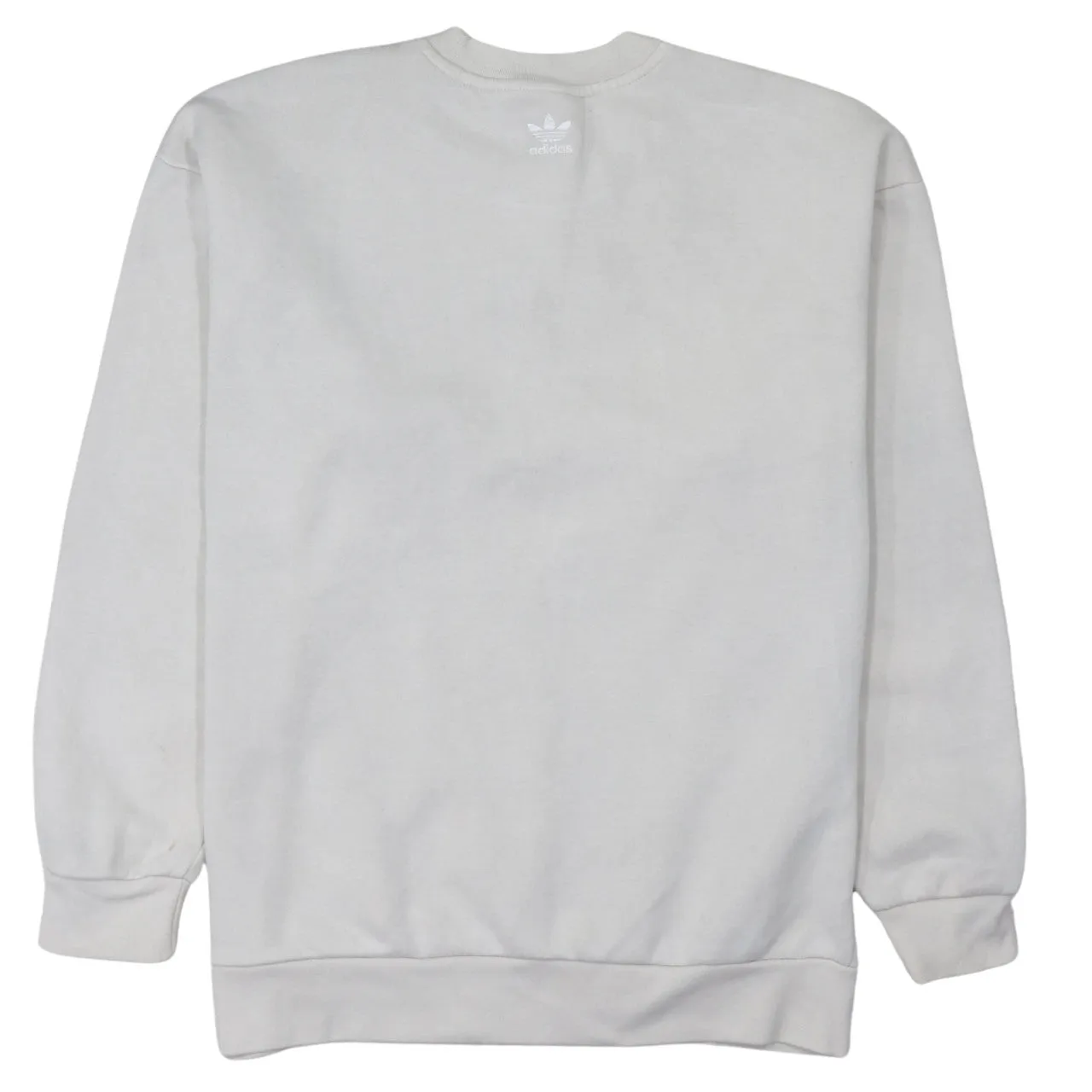 Adidas Cream Sweatshirt Women’s Large Embroidered Trefoil Logo Crewneck Pullover Fleece Top sold by Vintage Club product image thumbnail 2