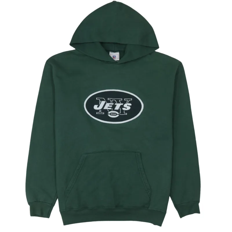 NFL Dark Green Hoodie Men’s Medium Printed New York Jets Logo Pullover Sweatshirt sold by Vintage Club