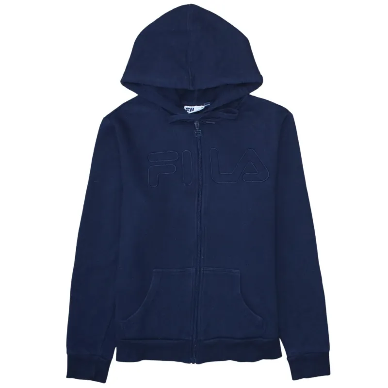 Fila Navy Blue Hoodie Women’s XLarge Full Zip Embroidered Logo Front Pockets Sweatshirt sold by Vintage Club