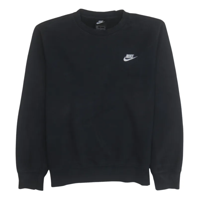 Nike Black Sweatshirt Men's Small Embroidered Swoosh Logo Crewneck Pullover Fleece Top sold by Vintage Club