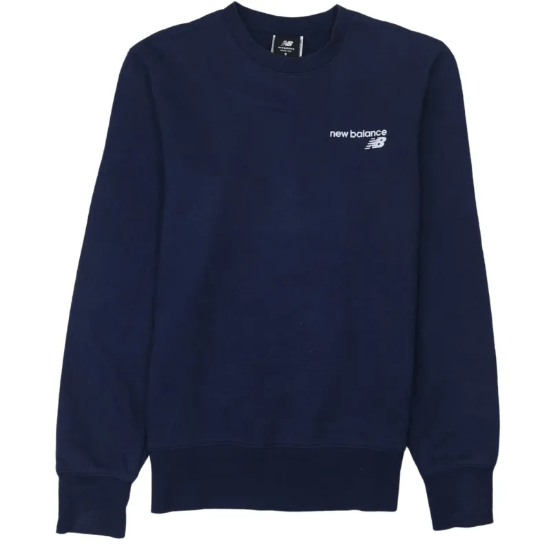 New Balance Navy Blue Sweatshirt Men's Small Embroidered Chest Logo Ribbed Crewneck Pullover made by New Balance