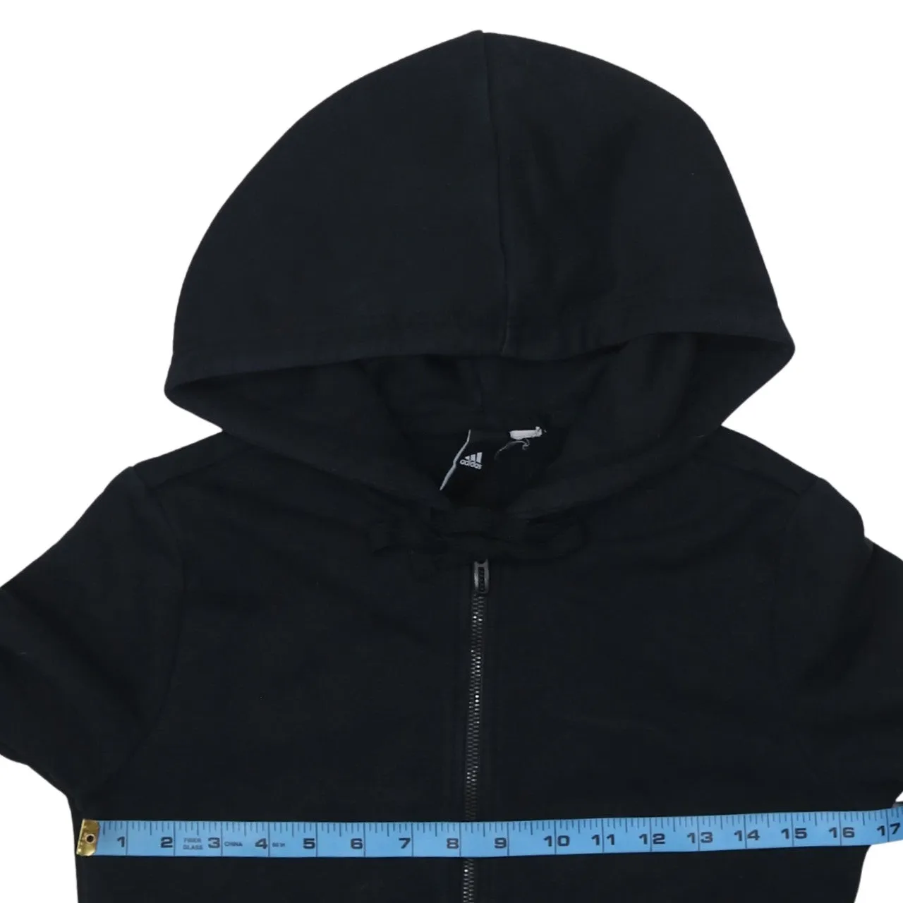 Adidas Black Zip Hoodie Women’s XSmall Printed Sleeve Logo Front Pockets Casual Top sold by Vintage Club product image thumbnail 5