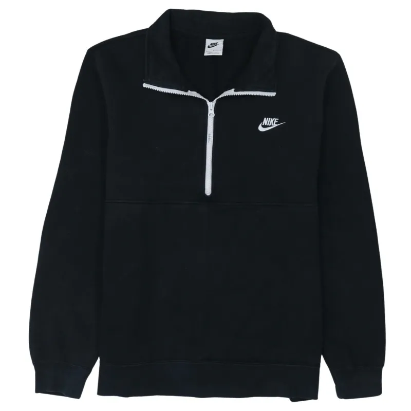Nike Black Quarter Zip Sweatshirt Men's Large Embroidered Swoosh Fleece Pullover Top sold by Vintage Club
