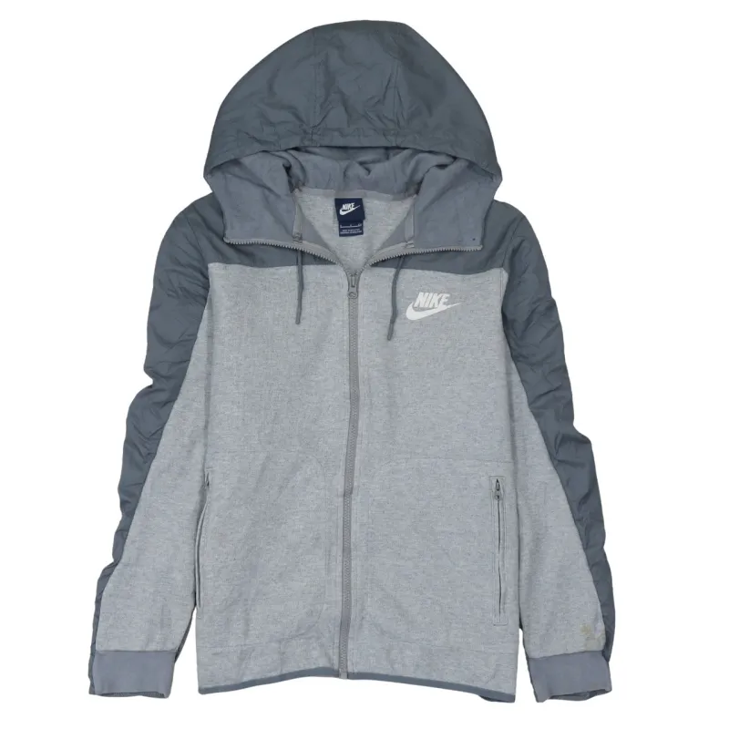 Nike Grey Full Zip Hoodie Men's Small Embroidered Swoosh Logo Zip Pockets Jacket sold by Vintage Club