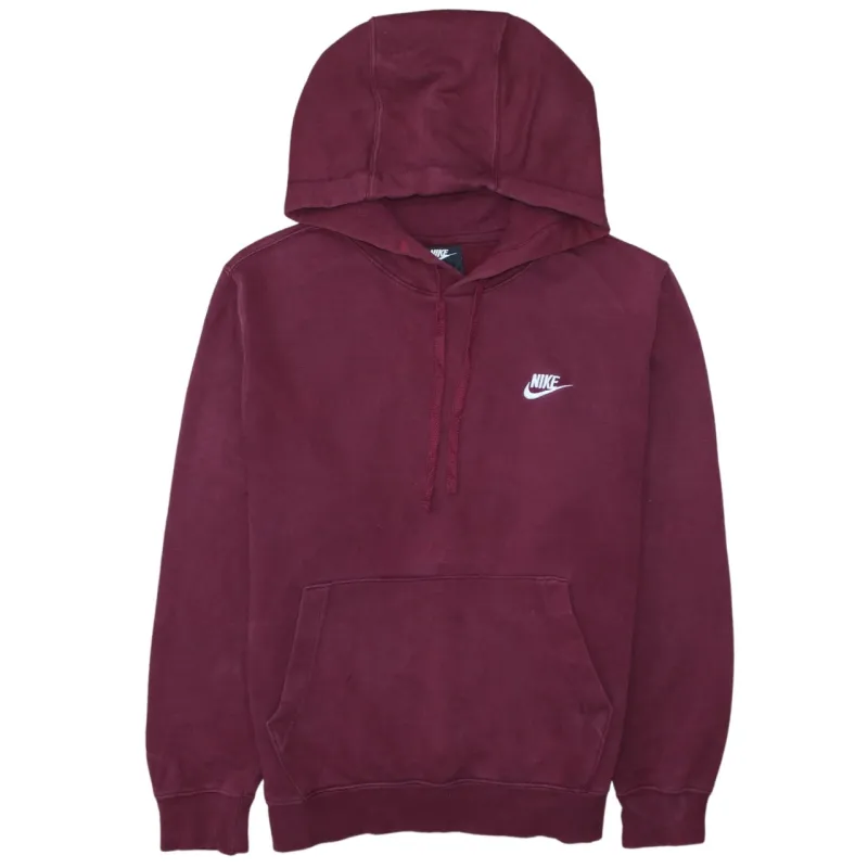 Nike Burgundy Red Hoodie Men's Small Embroidered Swoosh Logo Front Pocket Pullover Sweatshirt sold by Vintage Club
