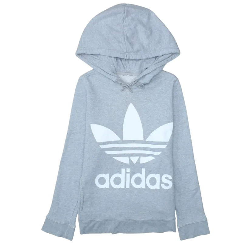 Adidas Grey Hoodie Men's Small Big Trefoil Printed Logo Pullover Sweatshirt Top sold by Vintage Club