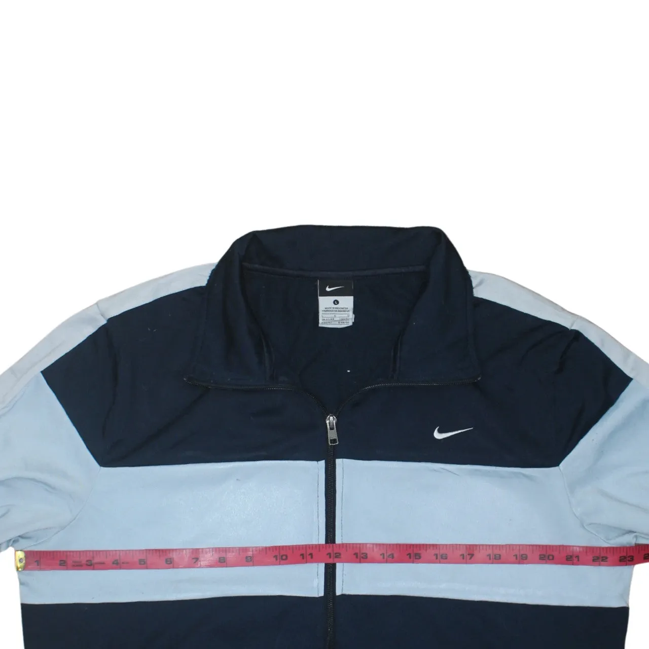 Nike Navy Blue Track Jacket Women’s Large Full Zip Embroidered Swoosh Colour Block Top sold by Vintage Club product image thumbnail 5