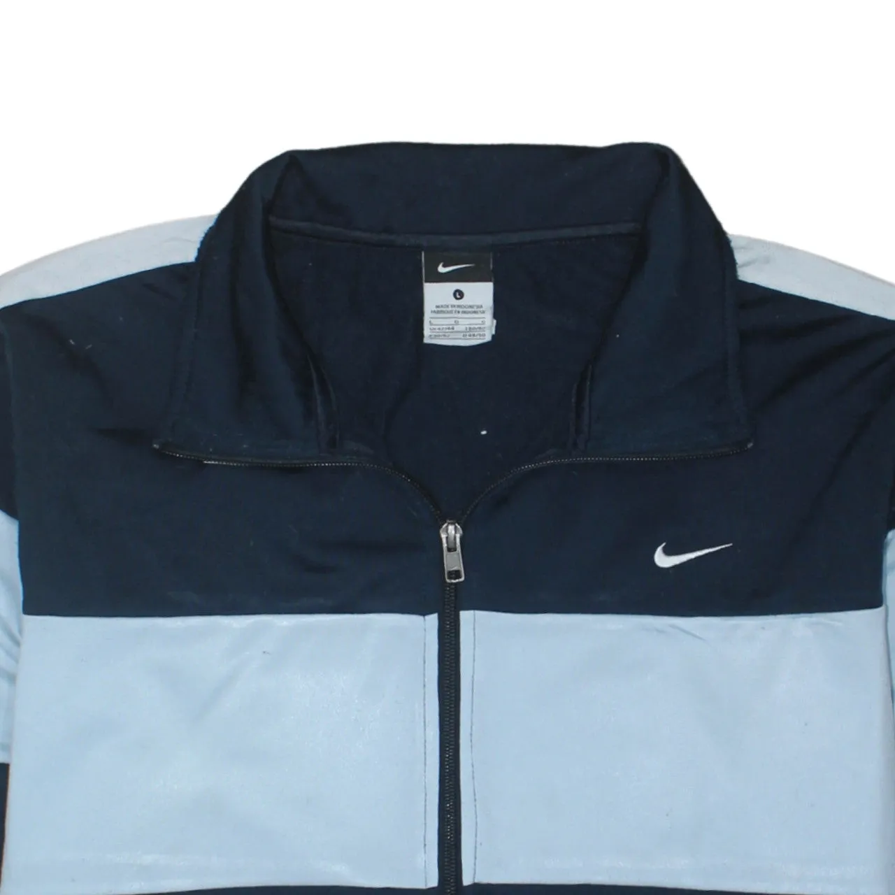 Nike Navy Blue Track Jacket Women’s Large Full Zip Embroidered Swoosh Colour Block Top sold by Vintage Club product image thumbnail 3