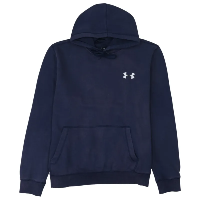 Under Armour Navy Blue Hoodie Men's Large Printed Chest Logo Front Pocket Pullover Sweatshirt sold by Vintage Club