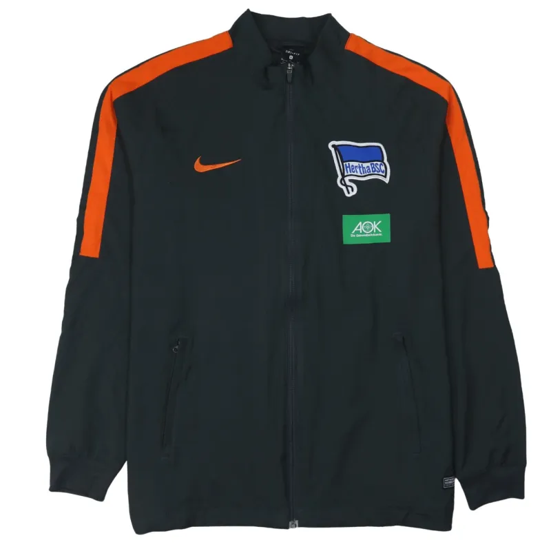 Nike Black Track Jacket Women’s XLarge Hertha BSC AOK Printed Logos Orange Stripe Zip Top made by Nike