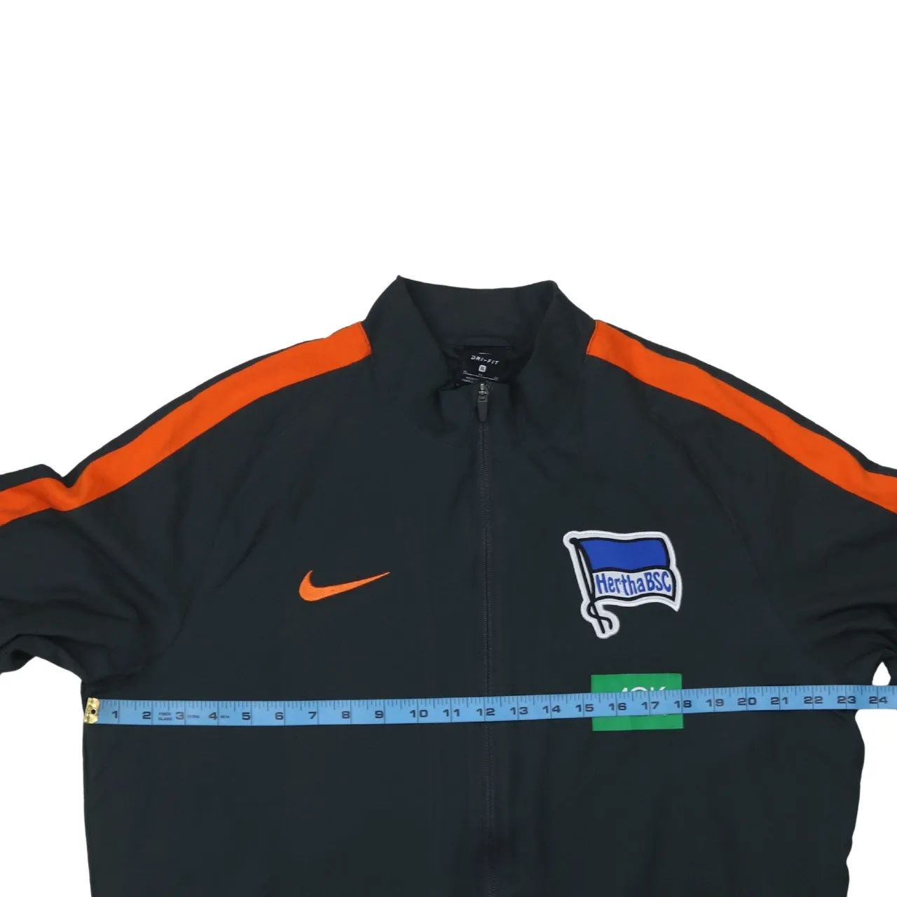 Nike Black Track Jacket Women’s XLarge Hertha BSC AOK Printed Logos Orange Stripe Zip Top sold by Vintage Club product image thumbnail 5
