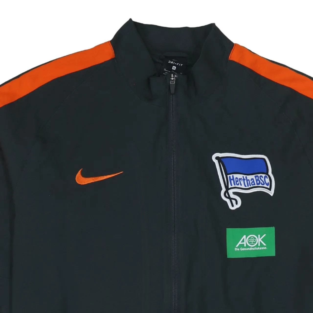 Nike Black Track Jacket Women’s XLarge Hertha BSC AOK Printed Logos Orange Stripe Zip Top sold by Vintage Club product image thumbnail 3