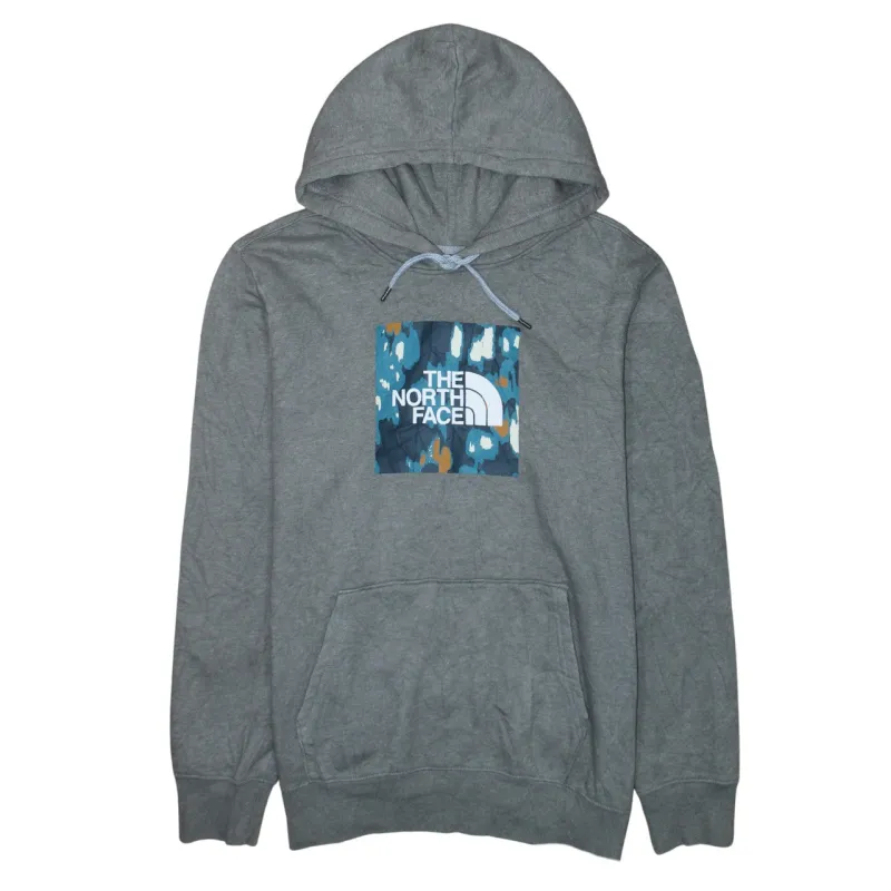 The North Face Grey Hoodie Men's Large Printed Box Logo Pullover Sweatshirt Fleece Top made by The North Face