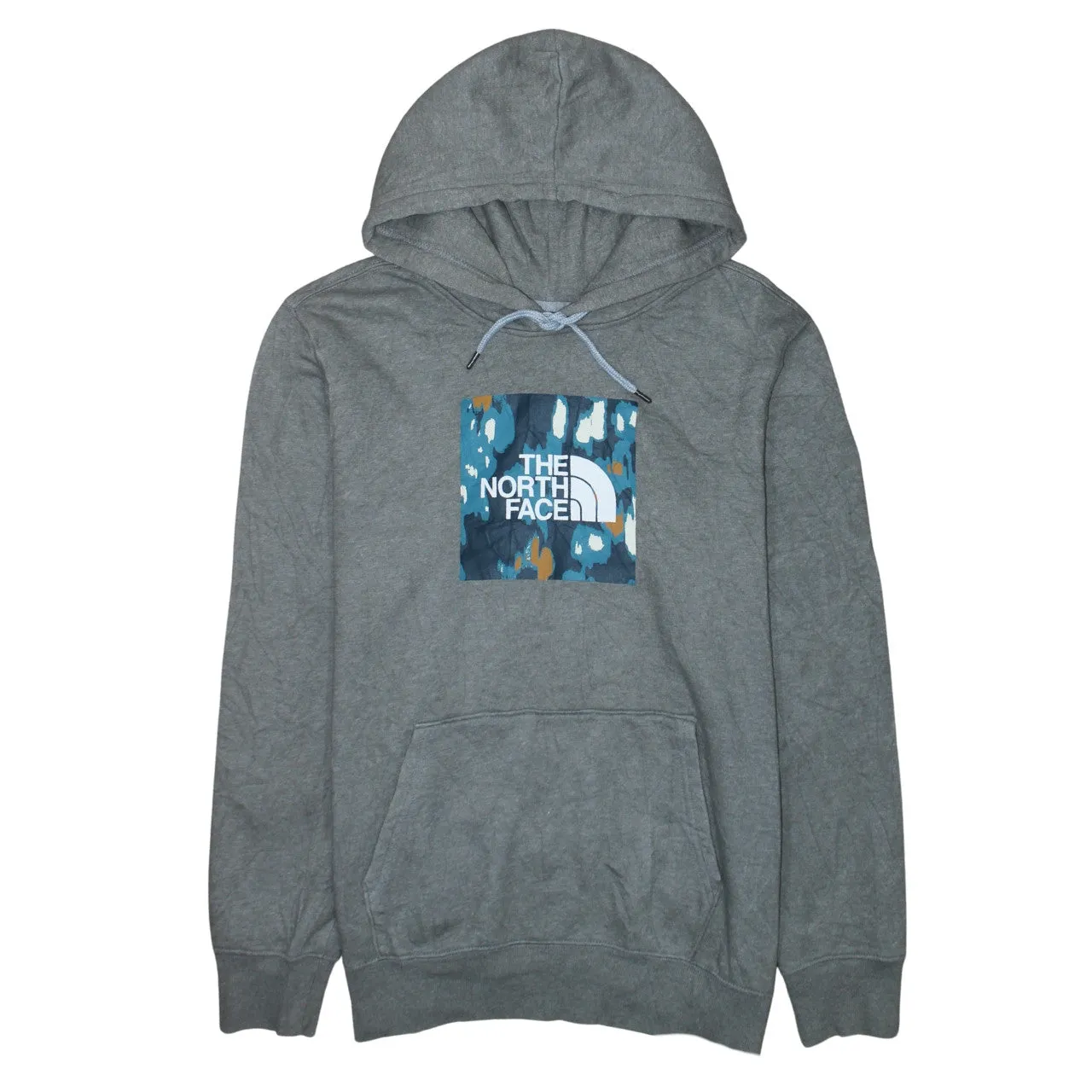 The North Face Grey Hoodie Men's Large Printed Box Logo Pullover Sweatshirt Fleece Top sold by Vintage Club