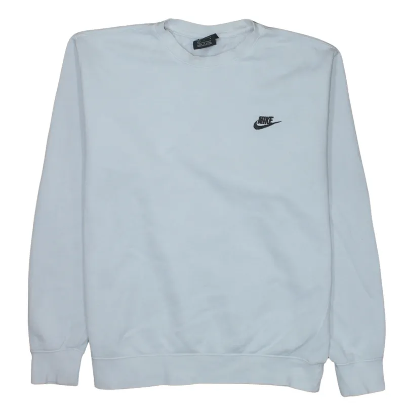 Nike Light Grey Sweatshirt Men's Large Embroidered Swoosh Logo Crewneck Pullover Fleece Top made by Nike