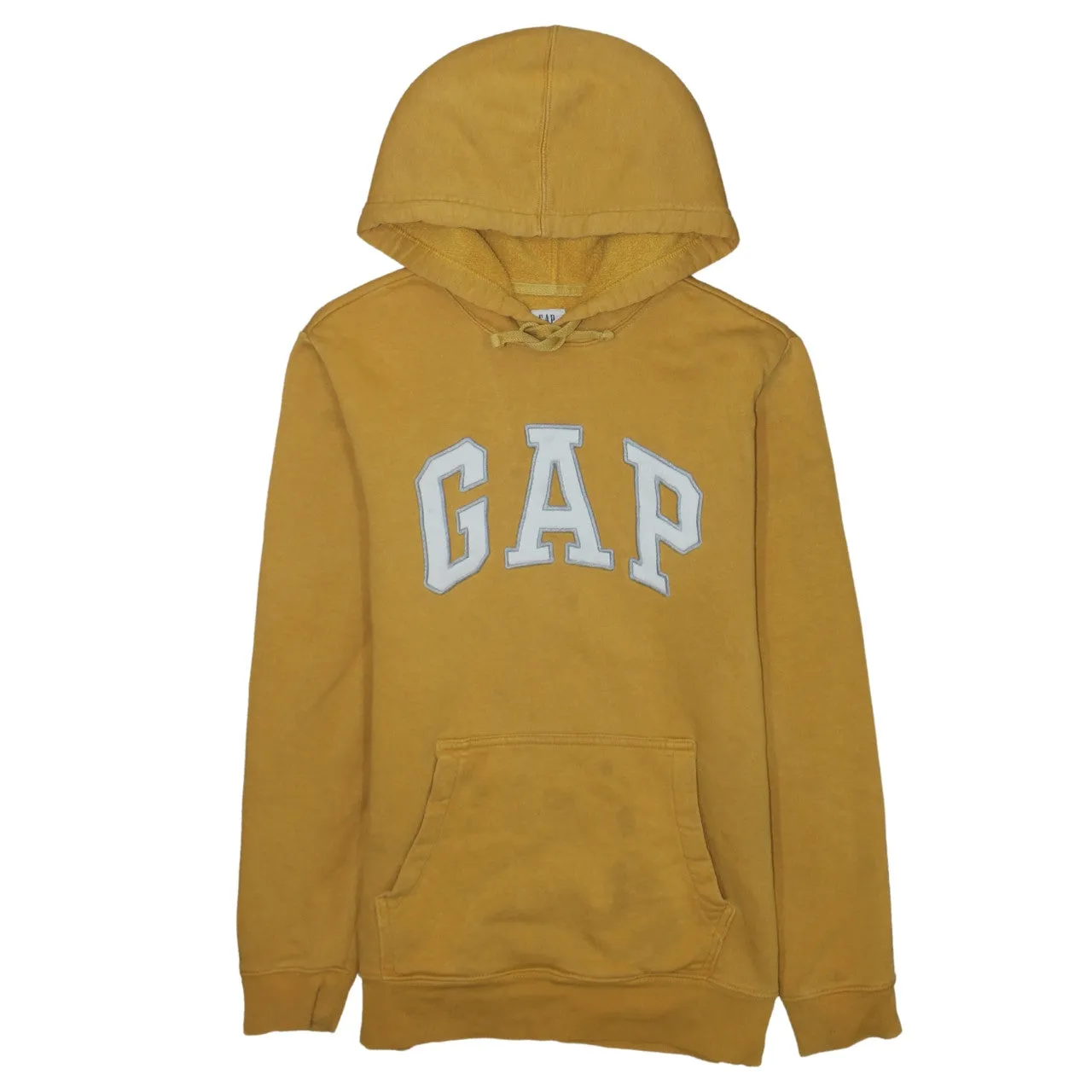 Gap Mustard Yellow Hoodie Men's Small Embroidered Logo Front Pocket Pullover Sweatshirt sold by Vintage Club