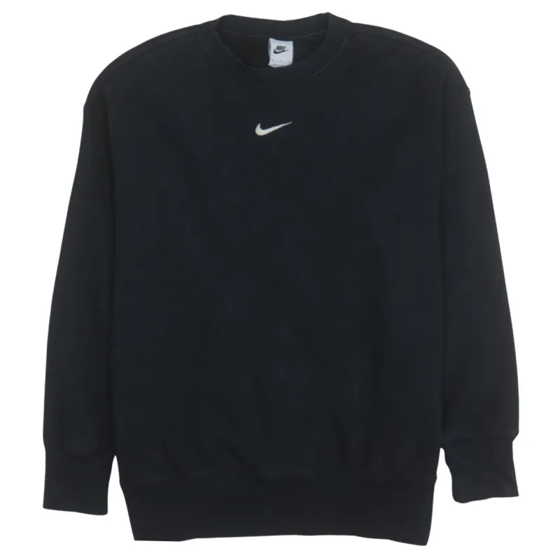 Nike Black Sweatshirt Men's Medium Embroidered Swoosh Logo Crewneck Pullover Fleece Top sold by Vintage Club