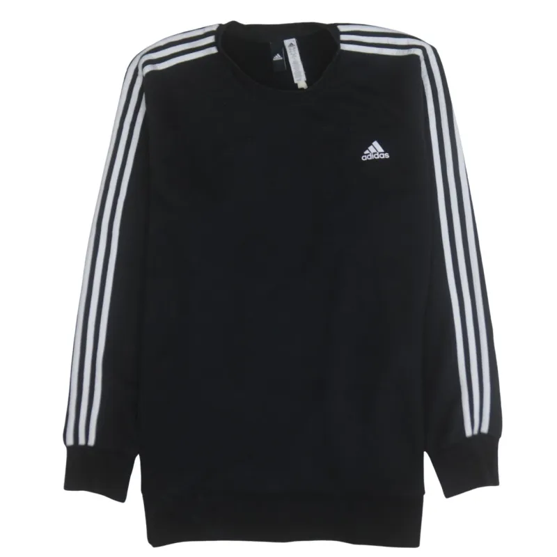 Adidas Black Sweatshirt Men's XXLarge Embroidered Chest Logo Three Stripe Sleeves Pullover Top sold by Vintage Club