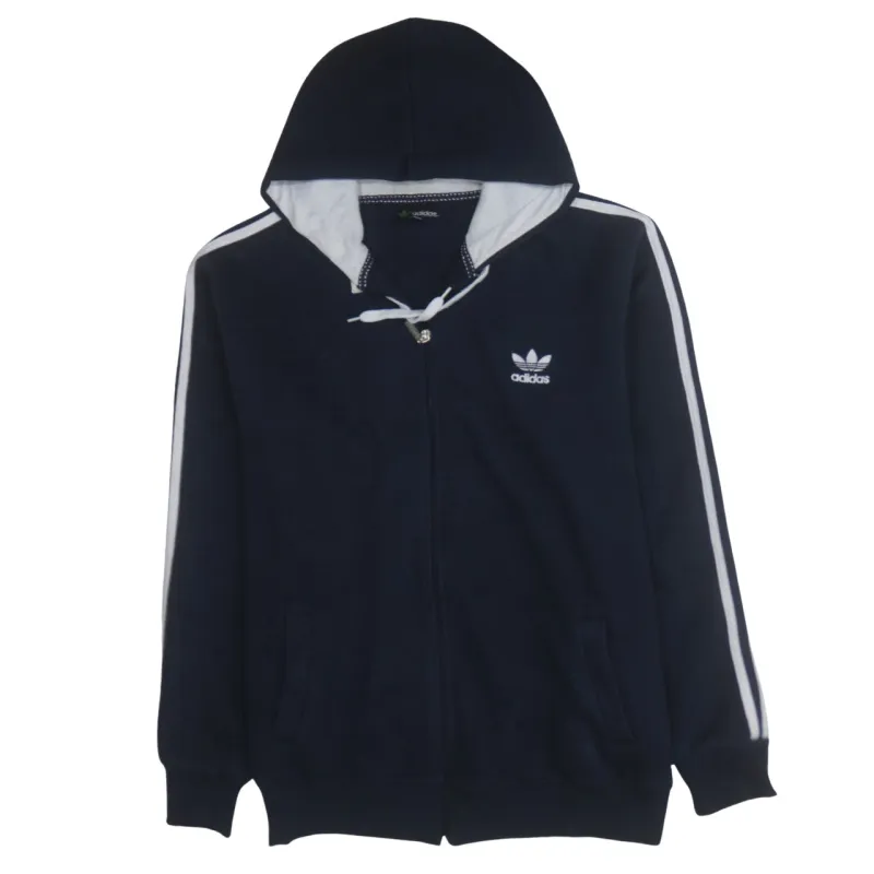 Adidas Navy Blue Hoodie Women’s XXLarge Zip Trefoil Logo Three Stripe Sleeves Sweatshirt made by Adidas