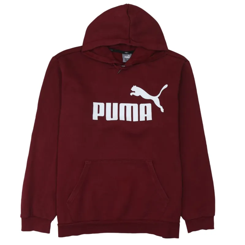 Puma Burgundy Red Hoodie Women's XXLarge Printed Logo Front Pouch Pocket Pullover Sweatshirt made by Puma