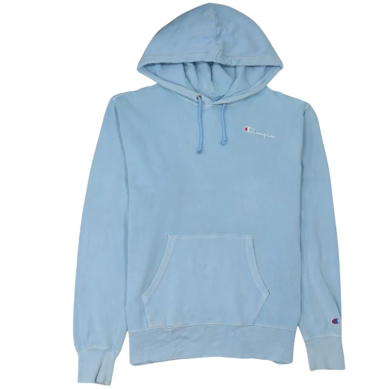 Champion Light Blue Hoodie Men's Medium Embroidered Chest Logo Front Pocket Pullover Sweatshirt sold by Vintage Club