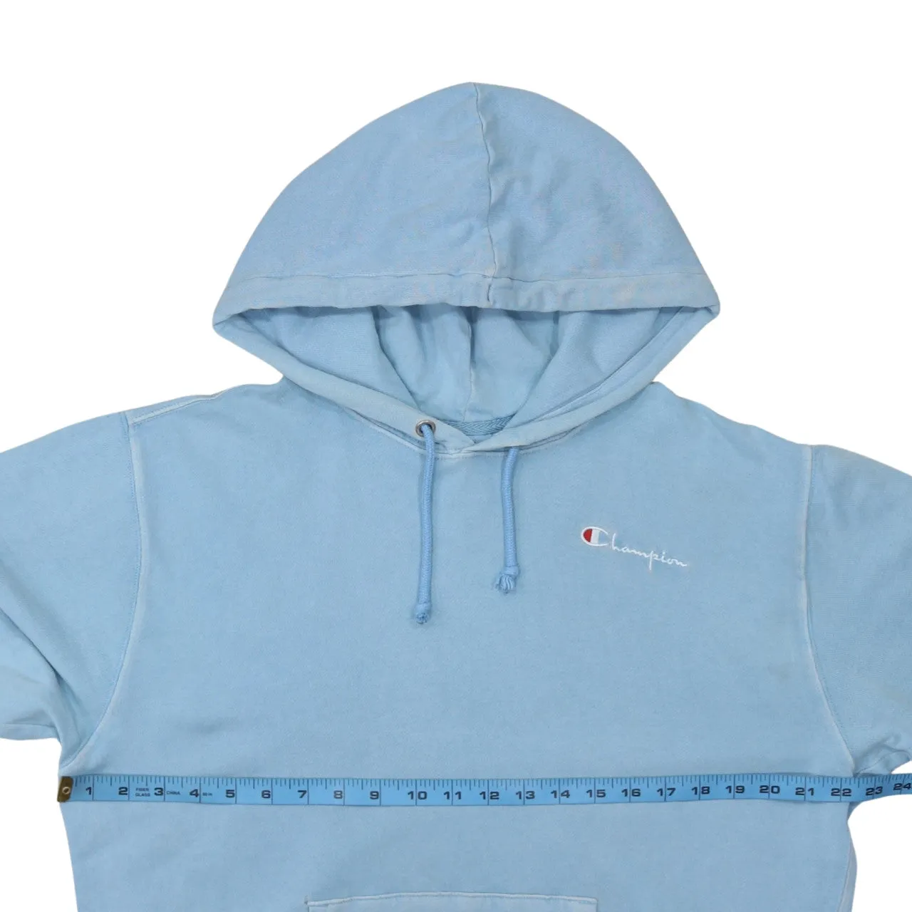 Champion Light Blue Hoodie Men's Medium Embroidered Chest Logo Front Pocket Pullover Sweatshirt sold by Vintage Club product image thumbnail 5
