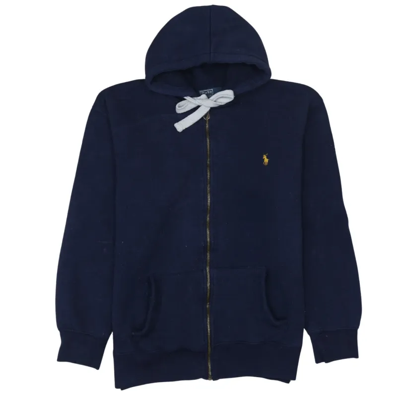 Polo Ralph Lauren Navy Blue Hoodie Women’s XLarge Embroidered Pony Zip Front Pockets Sweatshirt sold by Vintage Club