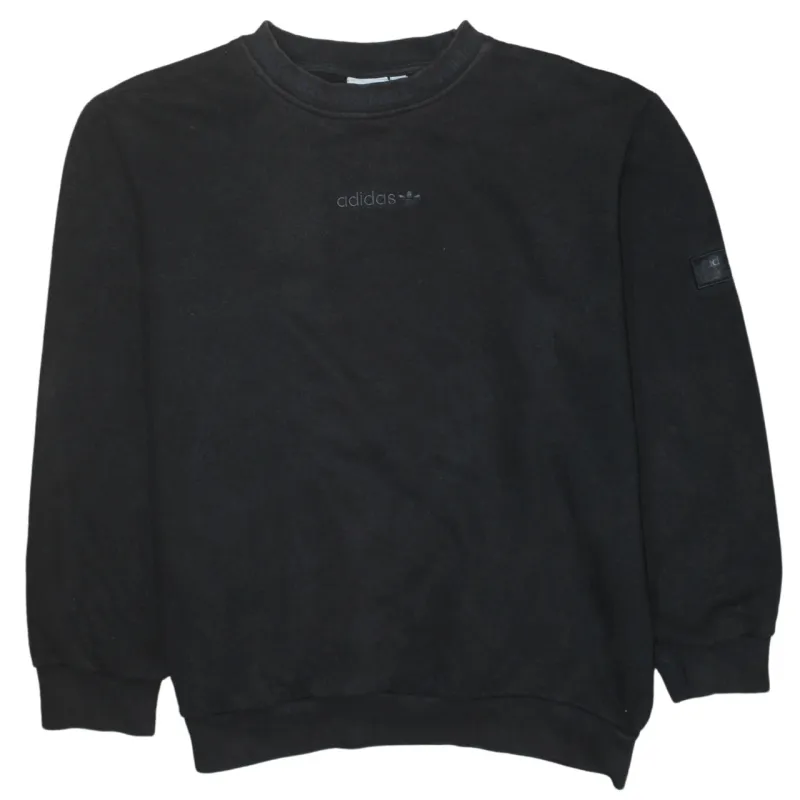 Adidas Black Sweatshirt Men's Medium Embroidered Trefoil Logo Crewneck Pullover Top sold by Vintage Club