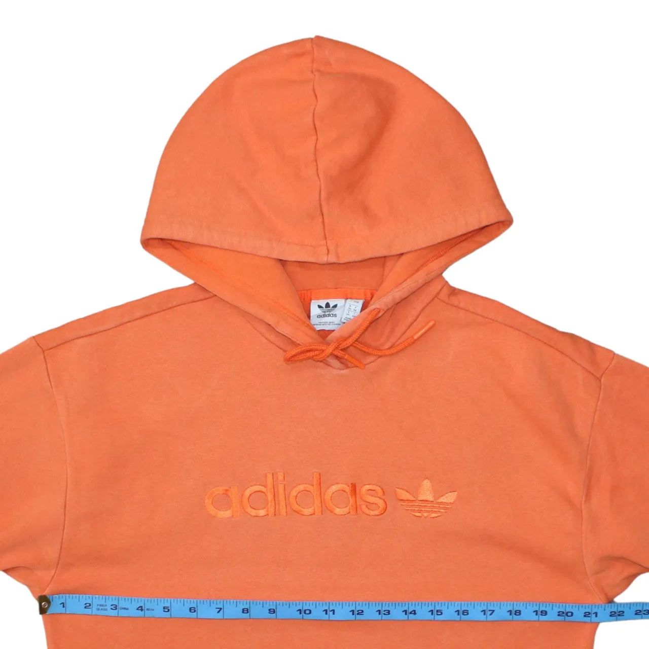 Adidas Orange Hoodie Women’s Medium Embroidered Logo Front Pocket Pullover Sweatshirt sold by Vintage Club product image thumbnail 5