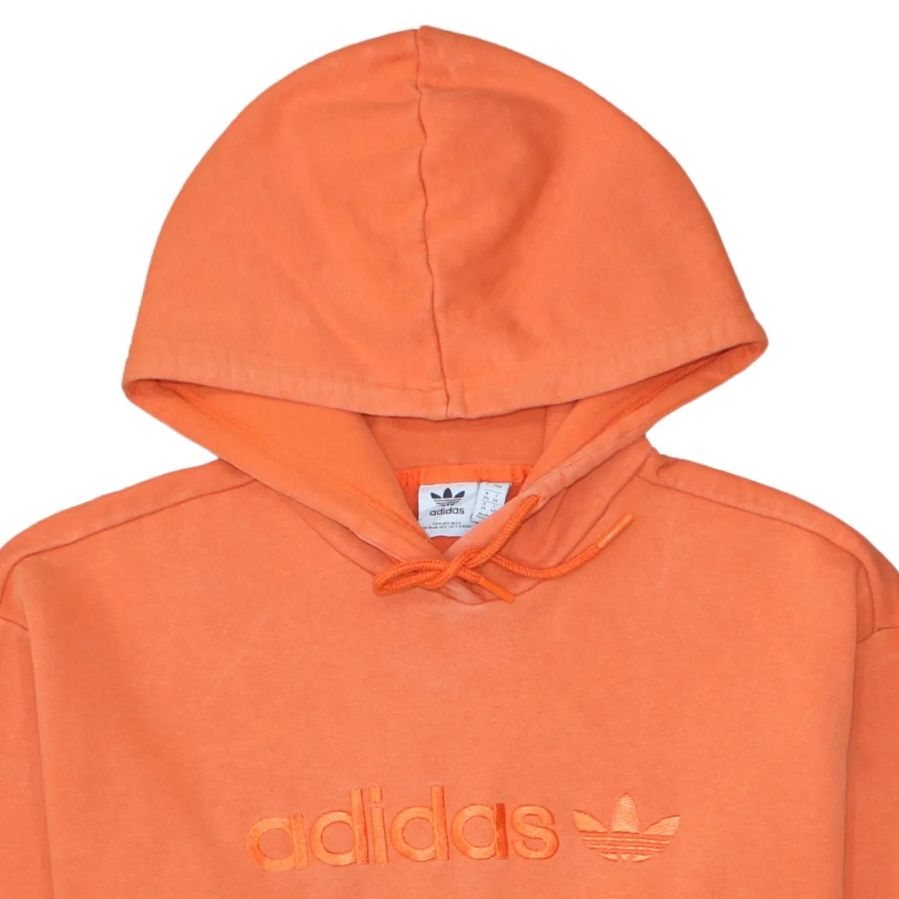 Adidas Orange Hoodie Women’s Medium Embroidered Logo Front Pocket Pullover Sweatshirt sold by Vintage Club product image thumbnail 3