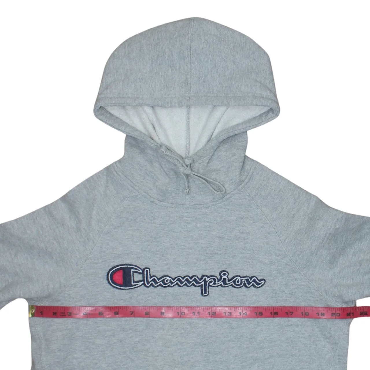 Champion Grey Hoodie Women’s Medium Embroidered Script Logo Front Pocket Pullover Sweatshirt sold by Vintage Club product image thumbnail 5