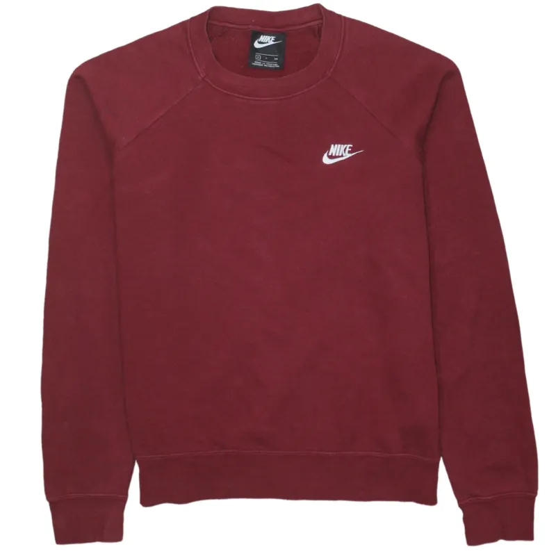 Nike Burgundy Red Sweatshirt Men's Small Embroidered Swoosh Logo Crewneck Pullover Fleece Top made by Nike