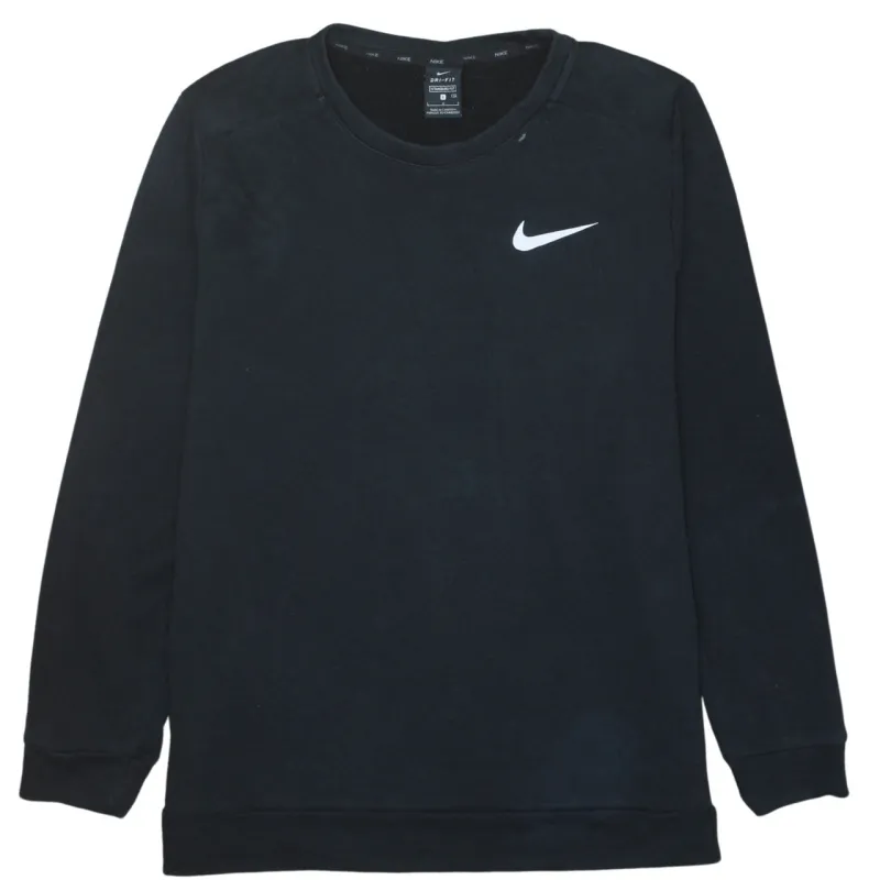 Nike Black Sweatshirt Men's Large Printed Swoosh Logo Crewneck Pullover Fleece Top sold by Vintage Club