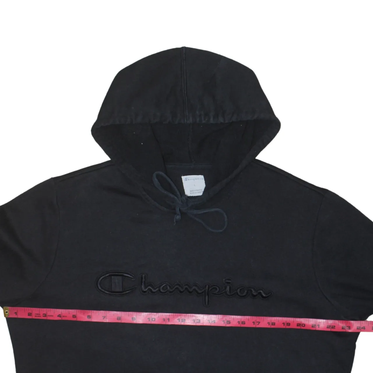 Champion Black Hoodie Men's Large Embroidered Script Logo Front Pocket Pullover Sweatshirt sold by Vintage Club product image thumbnail 5