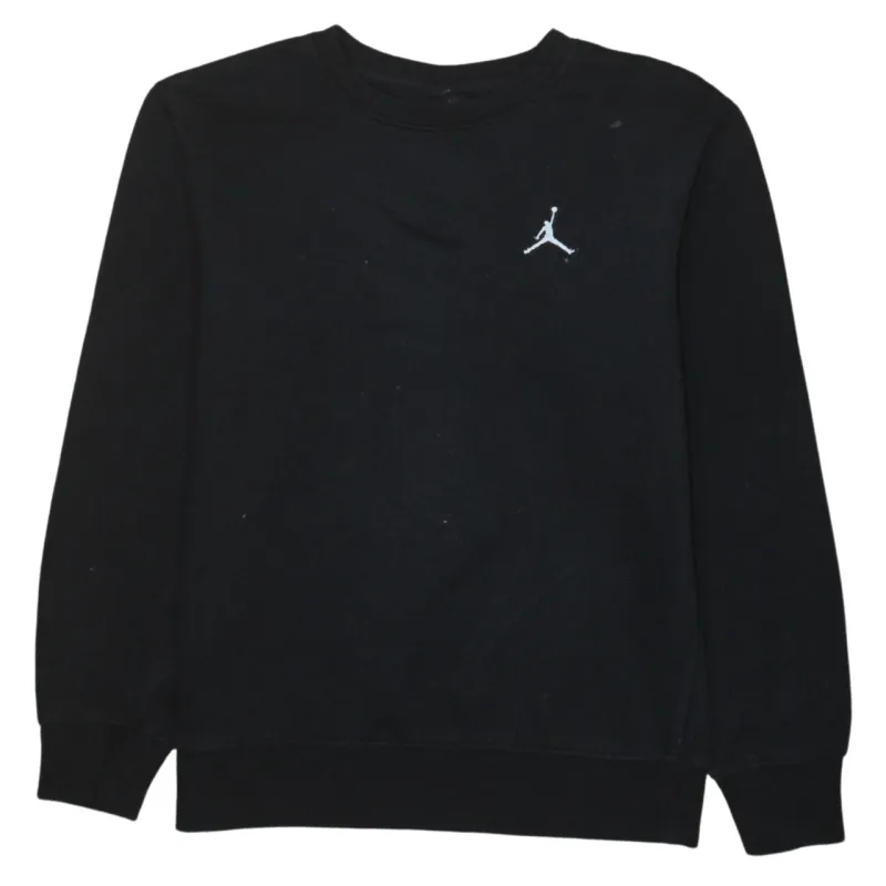 Jordan Black Sweatshirt Men’s Large Embroidered Jumpman Logo Crewneck Pullover Fleece Top sold by Vintage Club