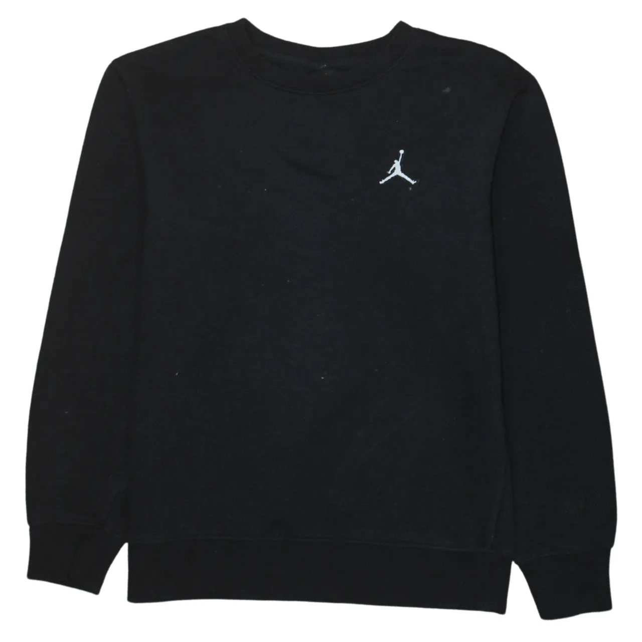 Jordan Black Sweatshirt Men’s Large Embroidered Jumpman Logo Crewneck Pullover Fleece Top sold by Vintage Club