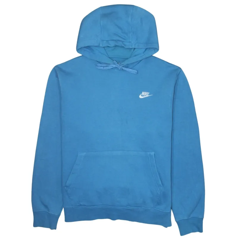 Nike Blue Hoodie Men’s Medium Embroidered Swoosh Logo Front Pocket Pullover Sweatshirt sold by Vintage Club